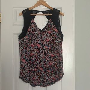 Lucky Brand navy floral and lace tank top